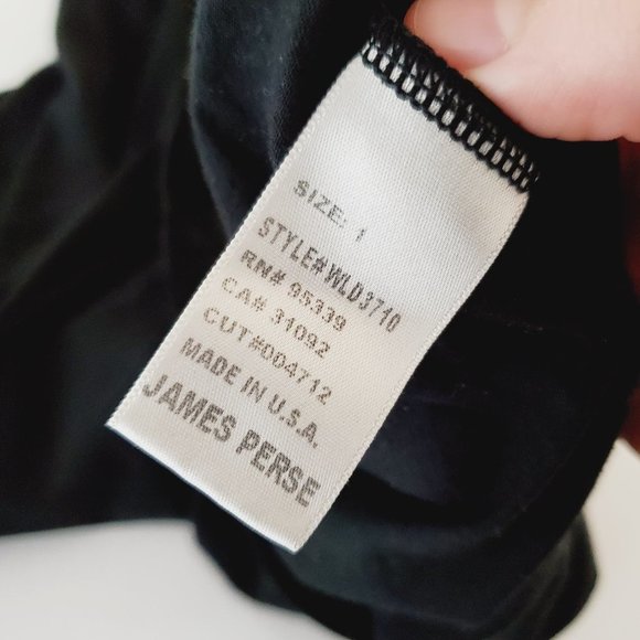 JAMES PERSE 100% Pima Cotton Black Slub T-shirt SMALL size 1 - Picture 10 of 11